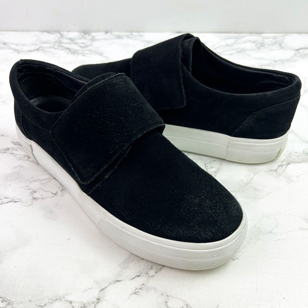 Vince. Cage Suede Leather Platform Sneakers (8.5) in Black Slip-On Loafer - Picture 2 of 13